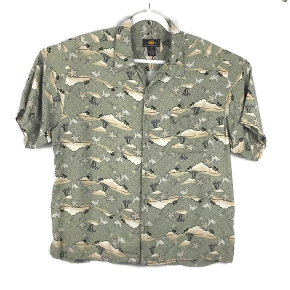 Route 66 Hawaiian Shirt Mens XL Camp Tropical Print Short Sleeve Rayon Beach - Picture 1 of 6